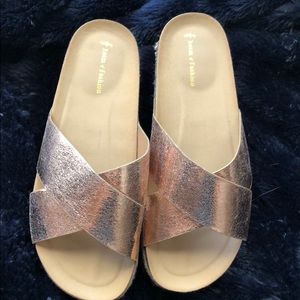 Rose gold platform sandals